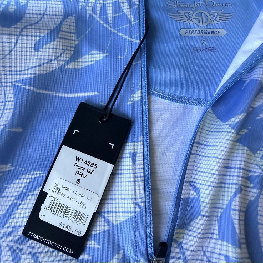 UPF 50 Sun Shirt Tropical Blue Quarter Zip Pullover Small NWT - Picture 5 of 6